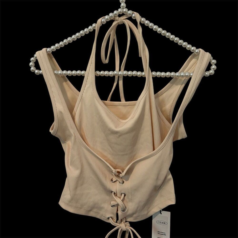 Cider Corset Crop Top Womens Small Cottagecore Lace Up Festival Coachella Boho